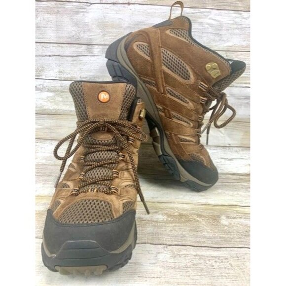 Merrell Men's J06051 Hiking Boots Brown Suede & Mesh Size 9.5 Vibram Sole - Picture 3 of 10